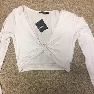 White Low Cut Crop Top